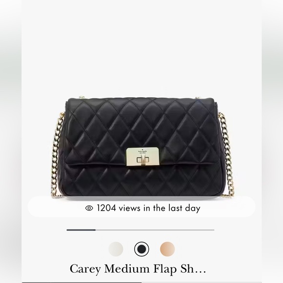 Kate Spade Outlet Carey Medium Flap Shoulder Bag - black - Picture 4 of 5